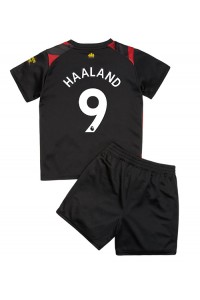 Manchester City Erling Haaland #9 Babytruitje Uit tenue Kind 2022-23 Korte Mouw (+ Korte broeken)